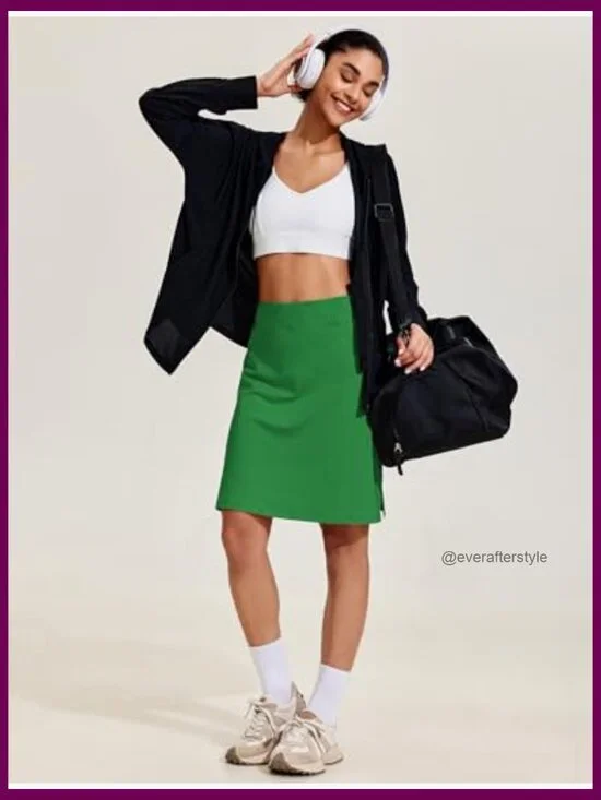 Knee Length Skort with Pockets - Athletic Tennis Golf Skirt